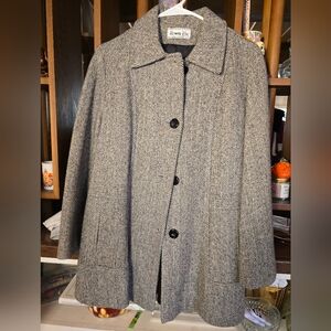Herman Kay Petite Vintage Women's Gray Wool Coat